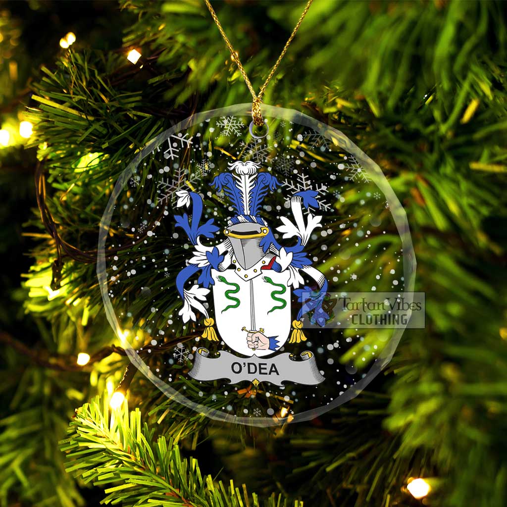 O'Dea Irish Clan Christmas Glass Ornament with Coat of Arms Transparent Glass Circle - 2D-tartanvibesclothing