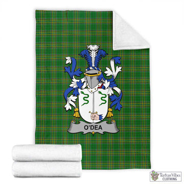 Tartan Vibes Clothing O_Dea Irish Clan Tartan Blanket with Coat of Arms