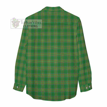 Tartan Vibes Clothing O_Dea Irish Clan Tartan Women's Casual Shirt with Coat of Arms