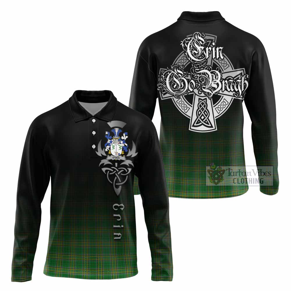 O'Dea Irish Clan Long Sleeve Polo Shirt with Coat of Arms Erin Go Bragh Celtic Inspired - Tartan Vibes Clothing