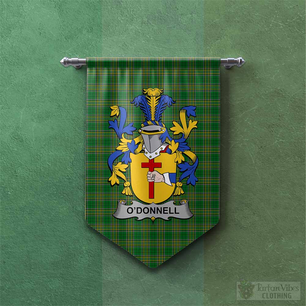 Tartan Vibes Clothing O_Donnell Irish Clan Tartan Gonfalon, Tartan Banner with Coat of Arms