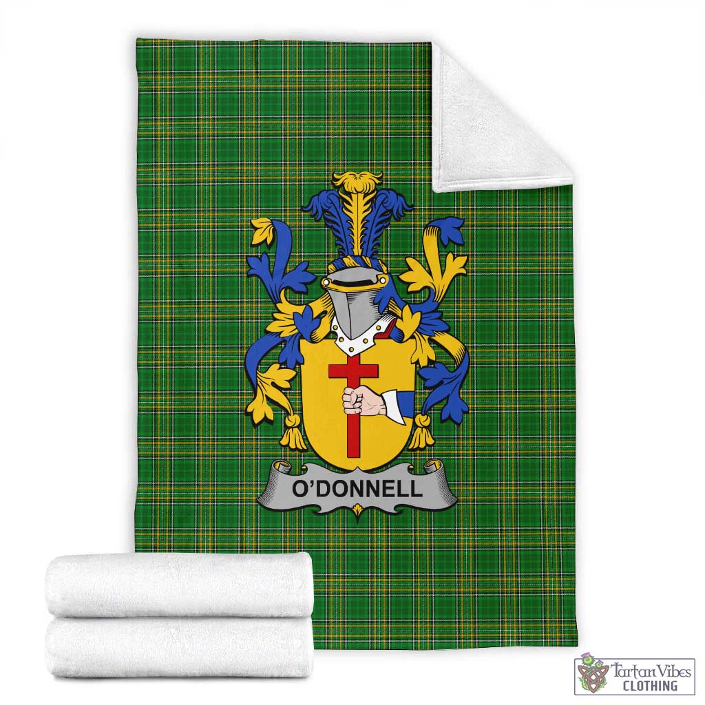 Tartan Vibes Clothing O_Donnell Irish Clan Tartan Blanket with Coat of Arms