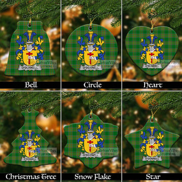 O'Donnell Irish Clan Tartan Christmas Ceramic Ornament with Coat of Arms