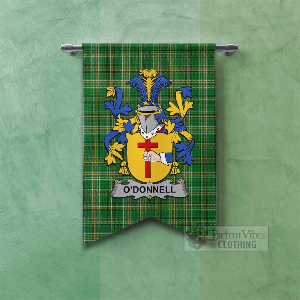 Tartan Vibes Clothing O_Donnell Irish Clan Tartan Gonfalon, Tartan Banner with Coat of Arms
