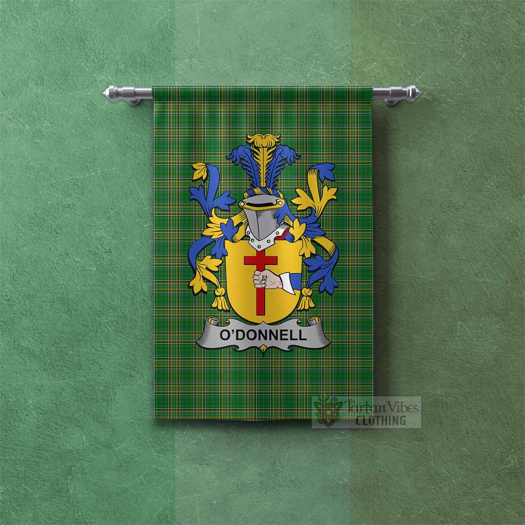 Tartan Vibes Clothing O_Donnell Irish Clan Tartan Gonfalon, Tartan Banner with Coat of Arms