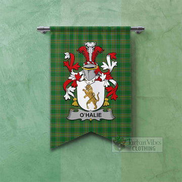 O'Halie Irish Clan Tartan Gonfalon, Tartan Banner with Coat of Arms