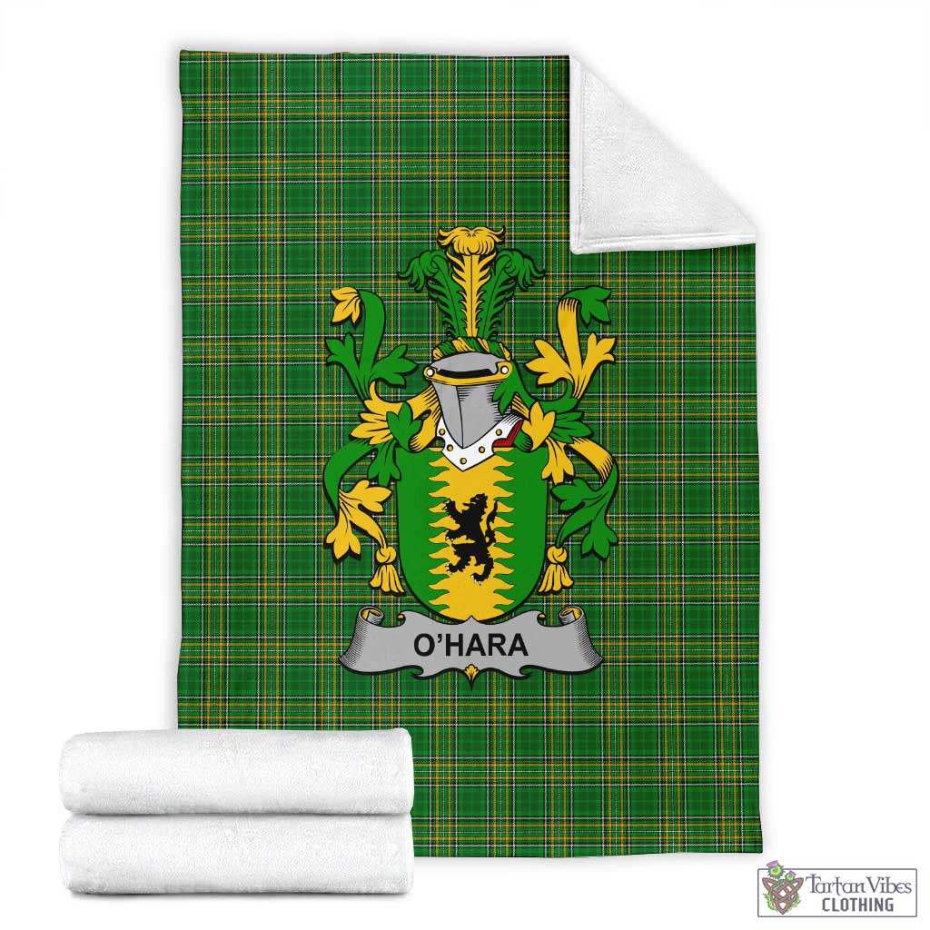 O'Hara Irish Clan Tartan Blanket with Coat of Arms X-Large 59 x 79 inches 150 x 200 cm - Tartan Vibes Clothing