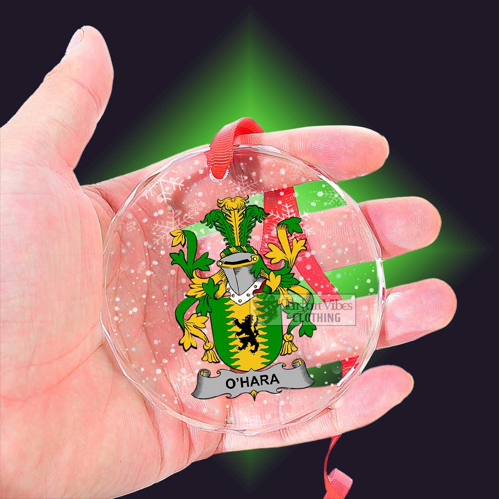 Tartan Vibes Clothing O_Hara Irish Clan Christmas Glass Ornament with Coat of Arms