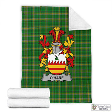 Tartan Vibes Clothing O_Hare Irish Clan Tartan Blanket with Coat of Arms
