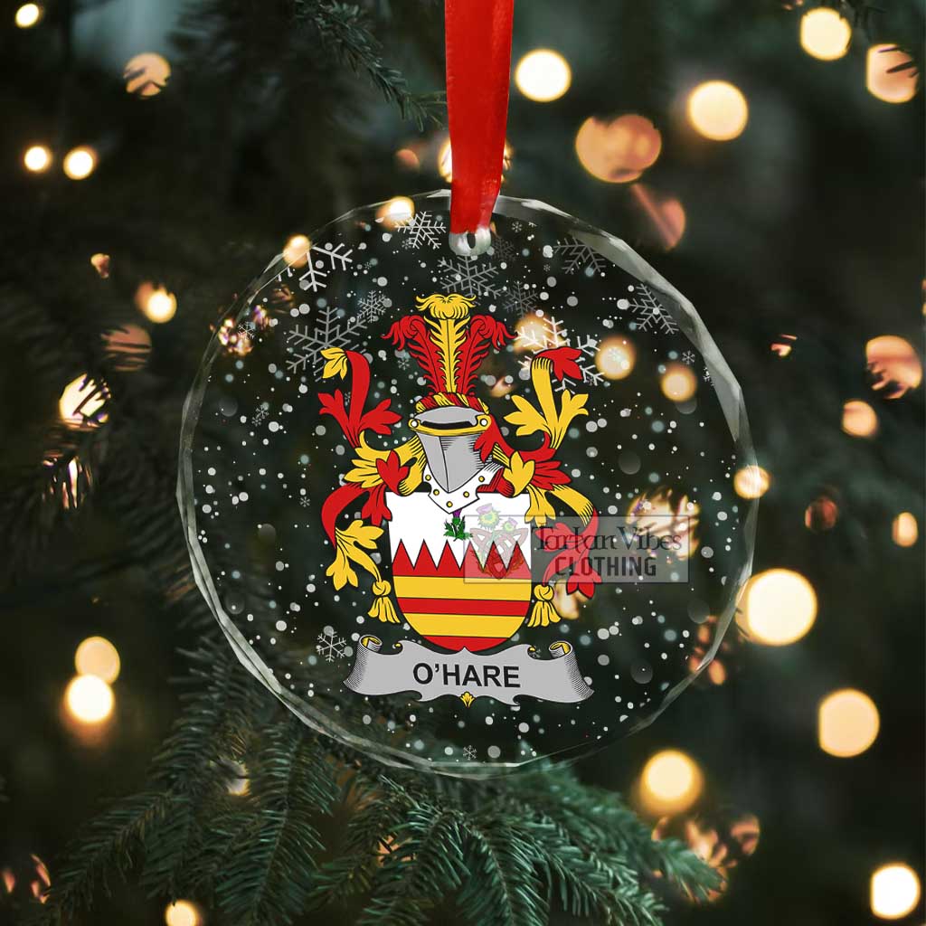 O'Hare Irish Clan Christmas Glass Ornament with Coat of Arms - 2D-tartanvibesclothing