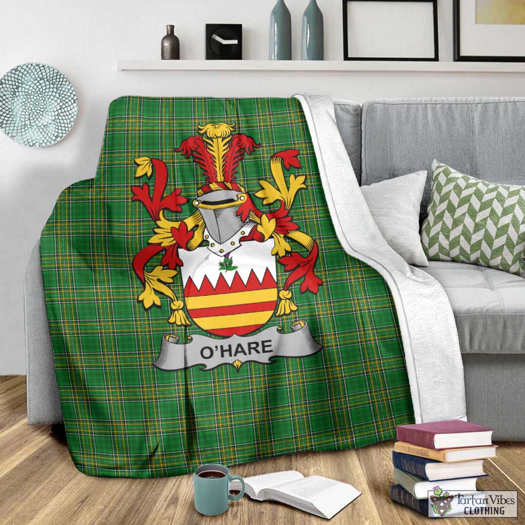 O'Hare Irish Clan Tartan Blanket with Coat of Arms - Tartan Vibes Clothing