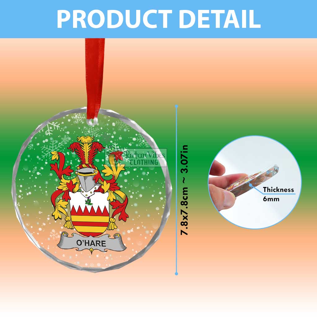 O'Hare Irish Clan Christmas Glass Ornament with Coat of Arms - 2D-tartanvibesclothing