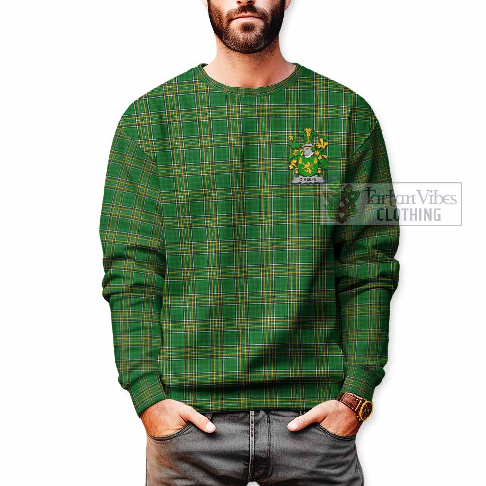 Tartan Vibes Clothing O_Keefe Irish Clan Tartan Sweatshirt with Coat of Arms