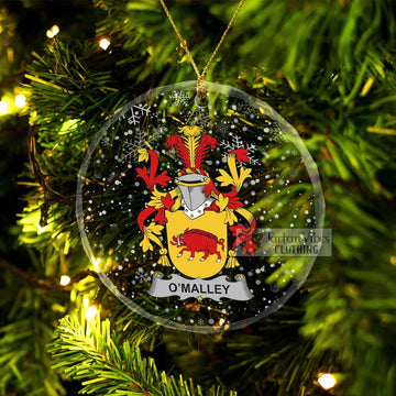 Tartan Vibes Clothing O_Malley Irish Clan Christmas Glass Ornament with Coat of Arms