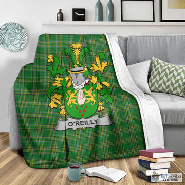 Tartan Vibes Clothing O_Reilly Irish Clan Tartan Blanket with Coat of Arms