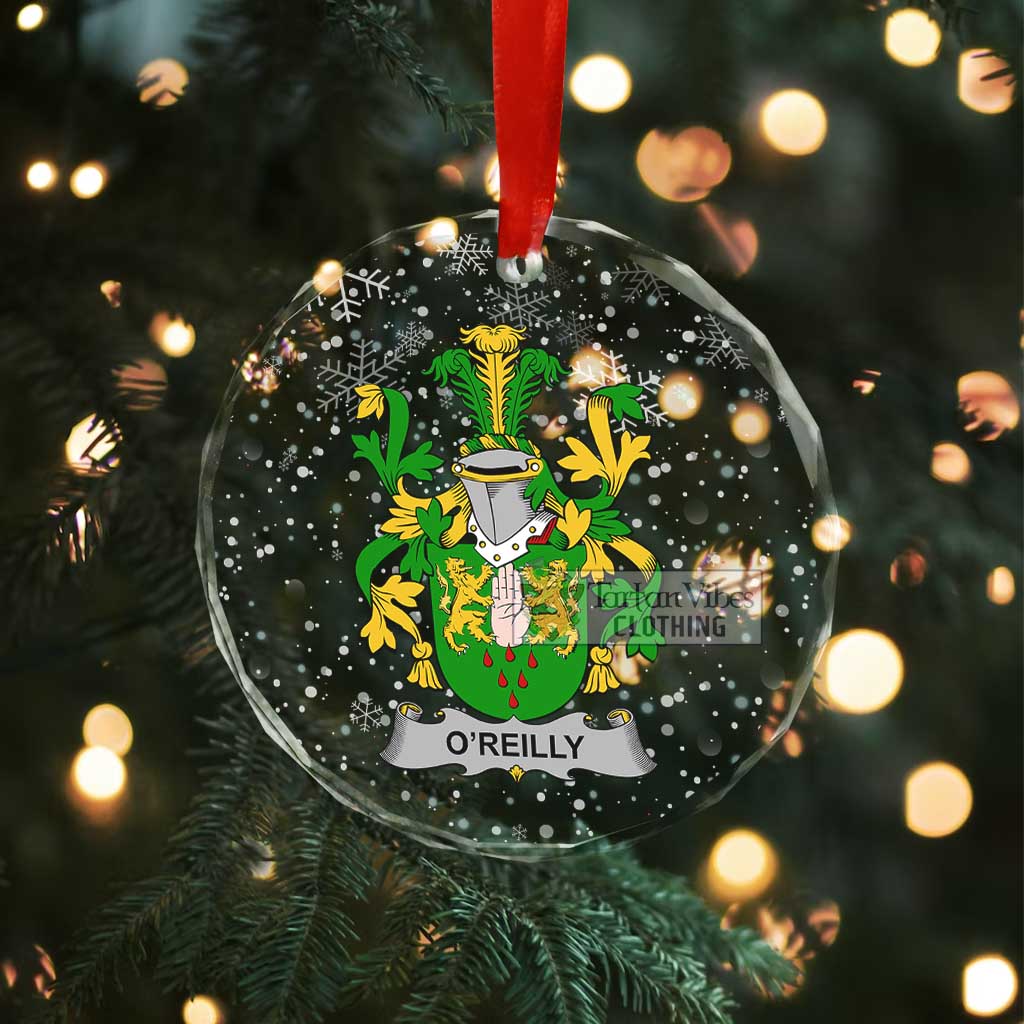 Tartan Vibes Clothing O_Reilly Irish Clan Christmas Glass Ornament with Coat of Arms