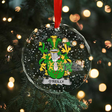 Tartan Vibes Clothing O_Reilly Irish Clan Christmas Glass Ornament with Coat of Arms