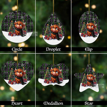 O'Boyle Tartan Christmas Aluminium Ornament with Adorable Highland Coo Aluminium - Tartan Vibes Clothing