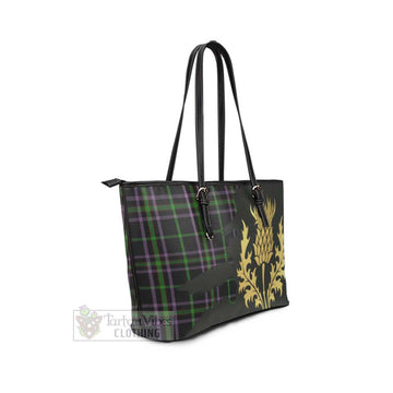 O'Boyle Tartan Leather Tote Bag Gold Thistle Style - Tartan Vibes Clothing