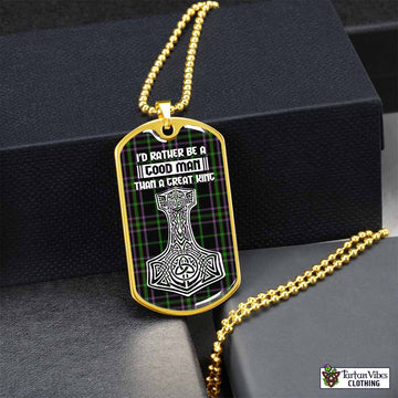 O'Boyle Tartan Dog Tag Necklace Viking Mjolnir Style Gold No - Tartan Vibes Clothing