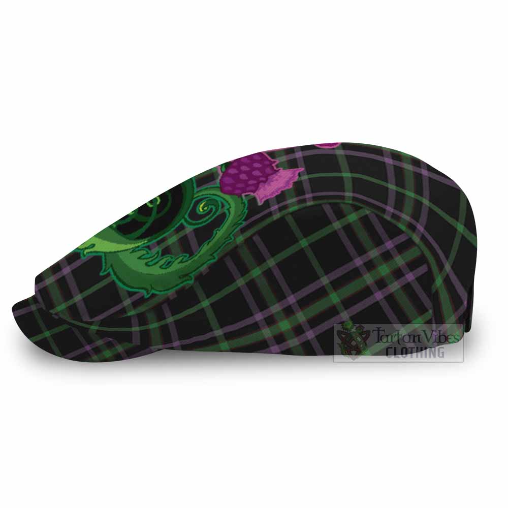 O'Boyle Tartan Flat Cap, Jeff Cap Traditional Scottish Thistle