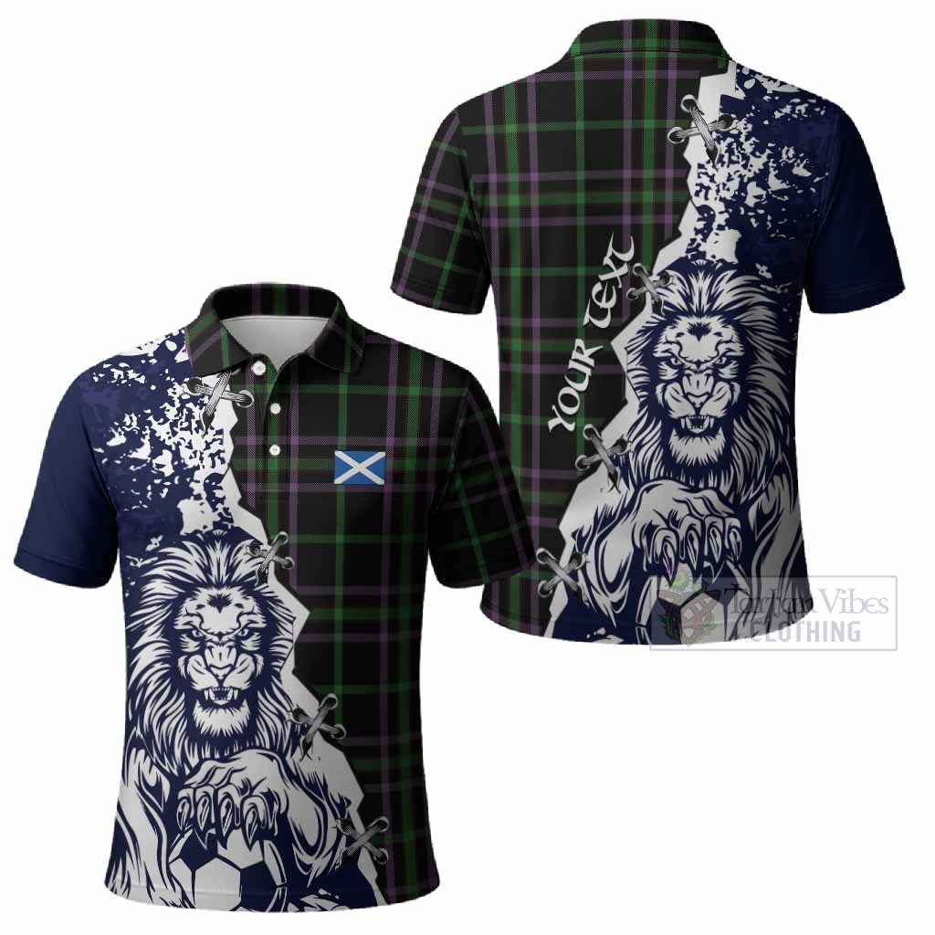O'Boyle Tartan Scottish Polo Shirt Angry Lion With Soccer Ball Style