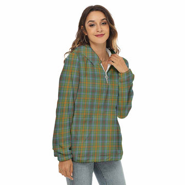 O'Brien Tartan Women's Borg Fleece Hoodie with Half Zip