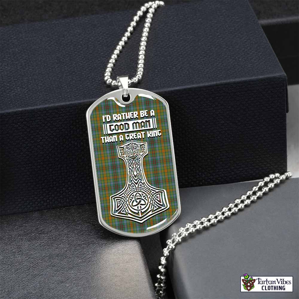 Tartan Vibes Clothing O'Brien Tartan Dog Tag Necklace Viking Mjolnir Style