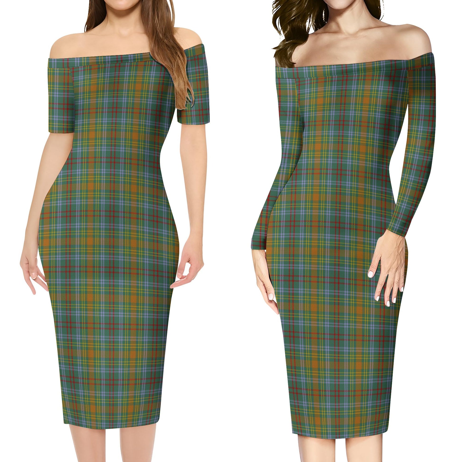 O'Brien Tartan Off Shoulder Lady Dress Women's Dress - Tartanvibesclothing