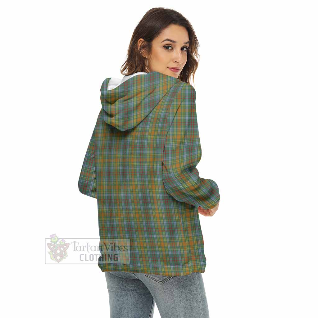 Tartan Vibes Clothing O'Brien Tartan Women's Borg  Half Zip Fleece Hoodie
