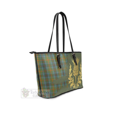 O'Brien Tartan Leather Tote Bag Gold Thistle Style