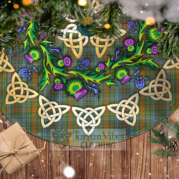O'Brien Tartan Christmas Tree Skirt with Thistle Celtic Knot Style