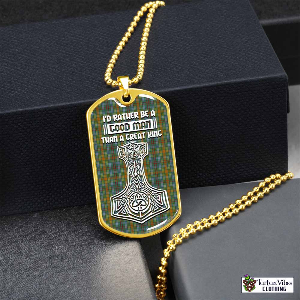 Tartan Vibes Clothing O'Brien Tartan Dog Tag Necklace Viking Mjolnir Style