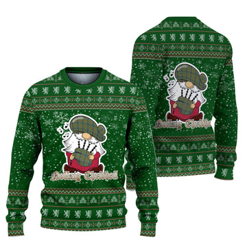 O'Brien Clan Christmas Family Ugly Sweater with Funny Gnome Playing Bagpipes