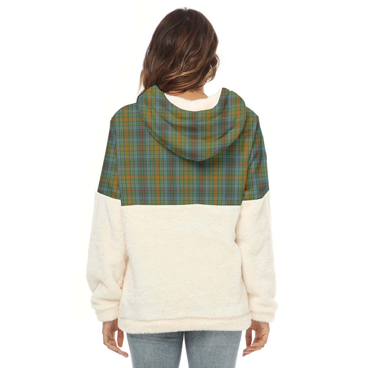 O'Brien Tartan Women's Borg Fleece Hoodie With Half Zip - Tartan Vibes Clothing