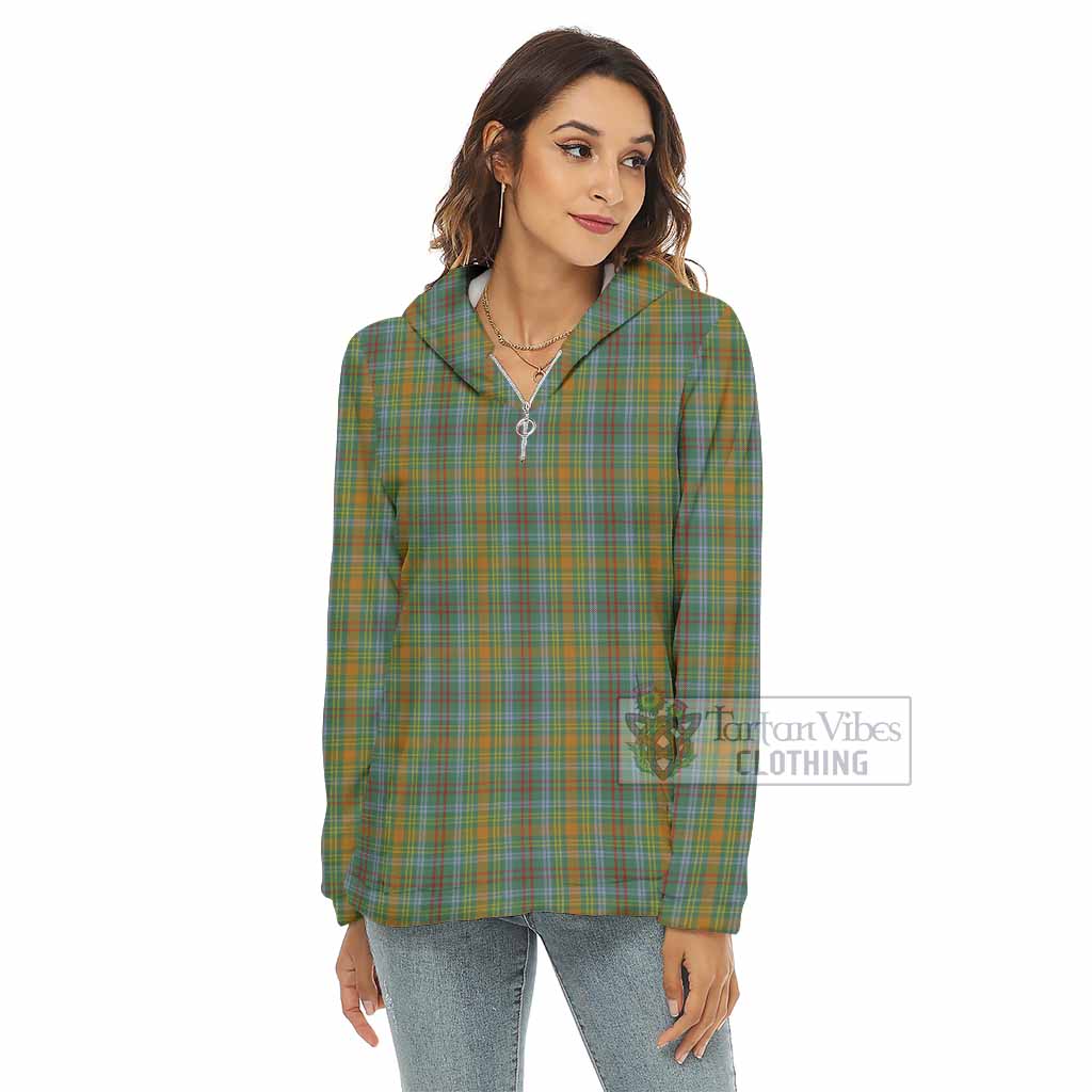 Tartan Vibes Clothing O'Brien Tartan Women's Borg  Half Zip Fleece Hoodie