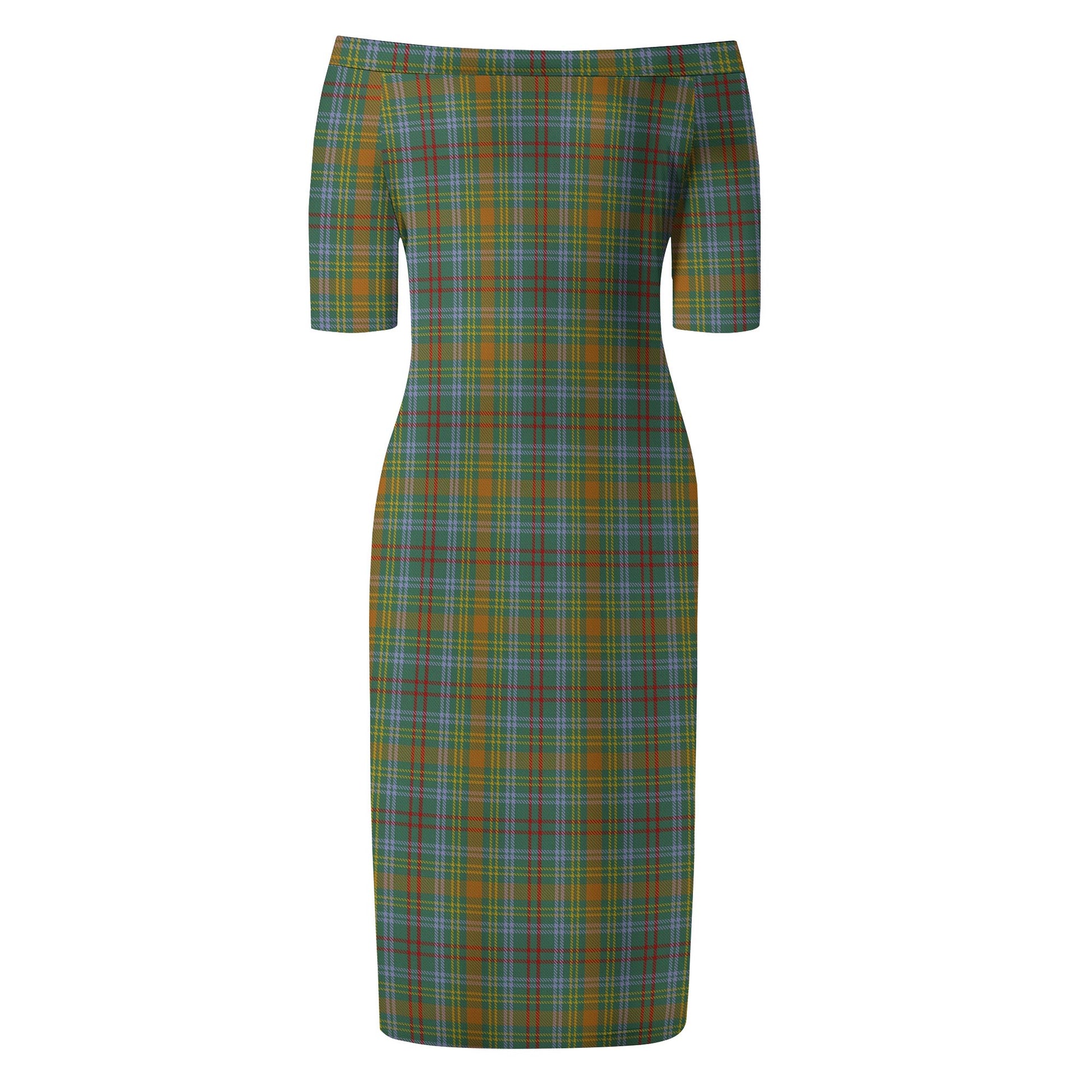 O'Brien Tartan Off Shoulder Lady Dress - Tartanvibesclothing
