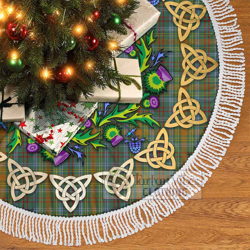 Tartan Vibes Clothing O'Brien Tartan Christmas Tree Skirt with Thistle Celtic Knot Style