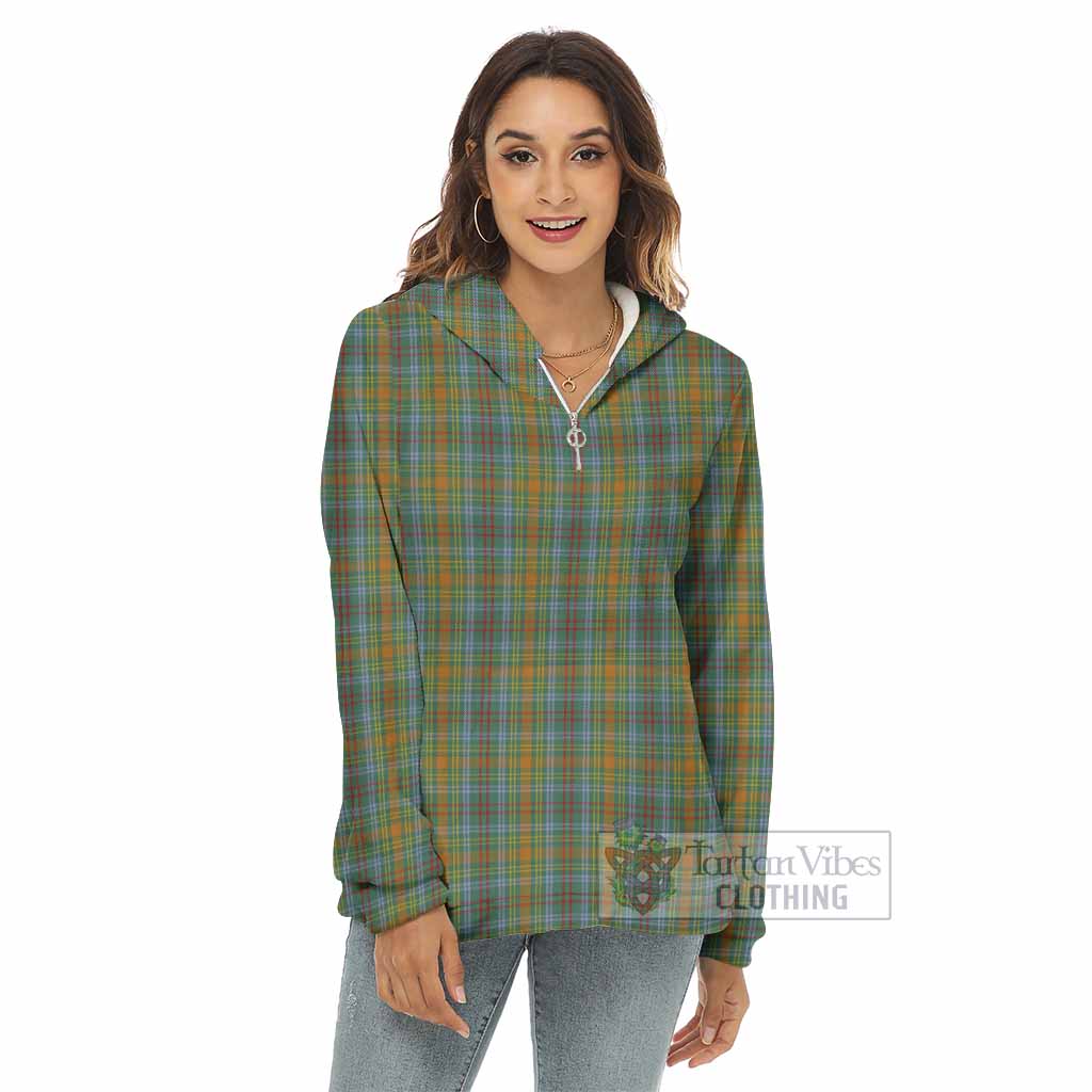Tartan Vibes Clothing O'Brien Tartan Women's Borg  Half Zip Fleece Hoodie