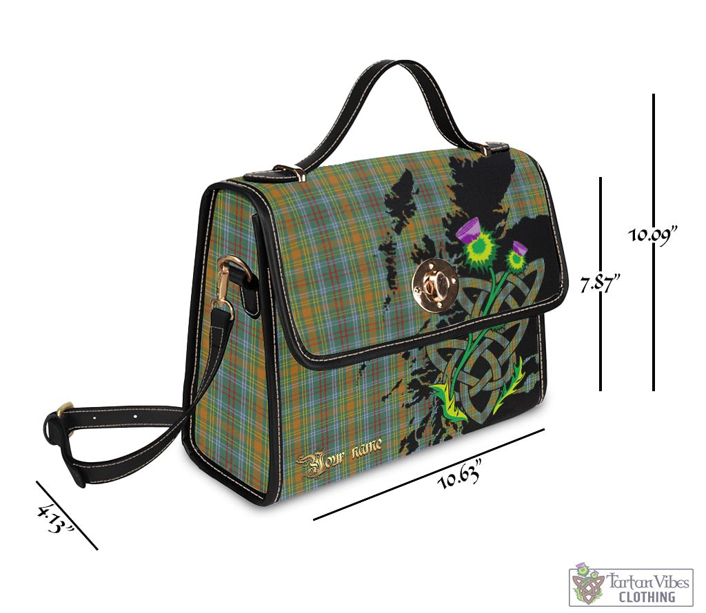 Tartan Vibes Clothing O'Brien Tartan Waterproof Canvas Bag with Scotland Map and Thistle Celtic Accents