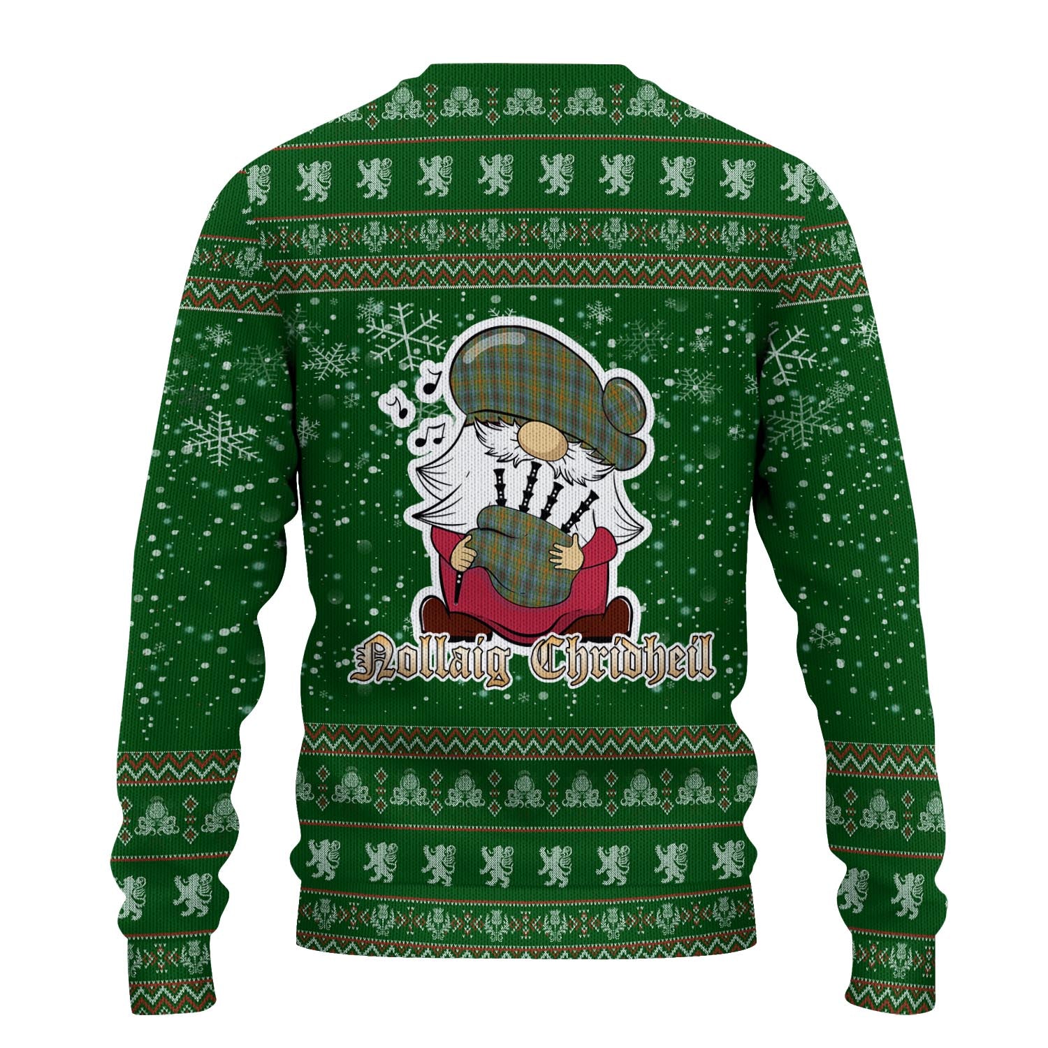 O'Brien Clan Christmas Family Knitted Sweater with Funny Gnome Playing Bagpipes - Tartanvibesclothing