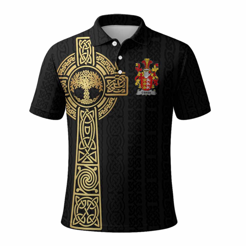 O'Brien Irish Coat of Arms Polo Shirt with Celtic Tree of Life Inspired