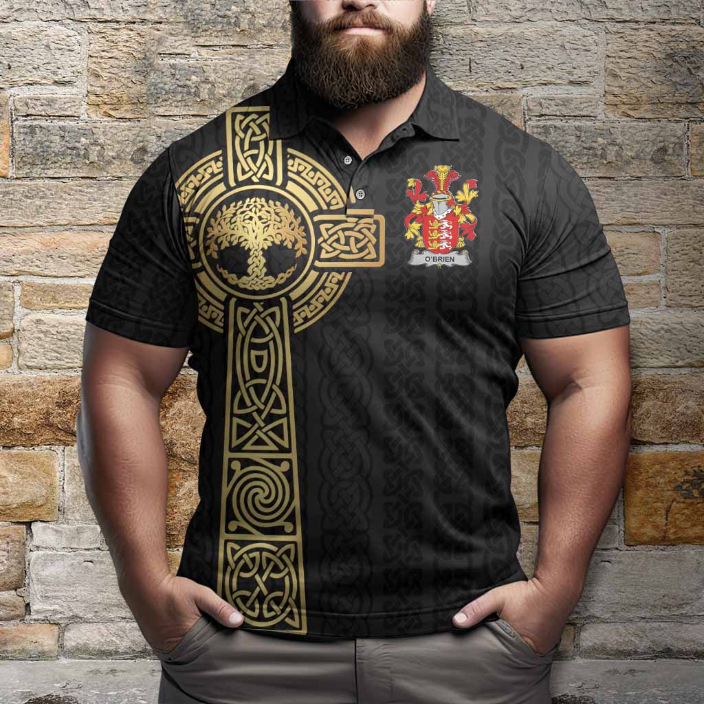 O'Brien Irish Coat of Arms Polo Shirt with Celtic Tree of Life Inspired
