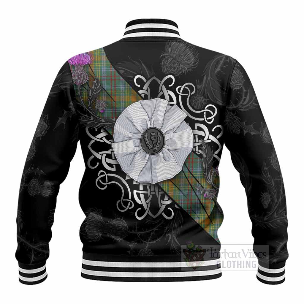 O'Brien Tartan Baseball Jacket Jacobite White Rose - Tartan Vibes Clothing