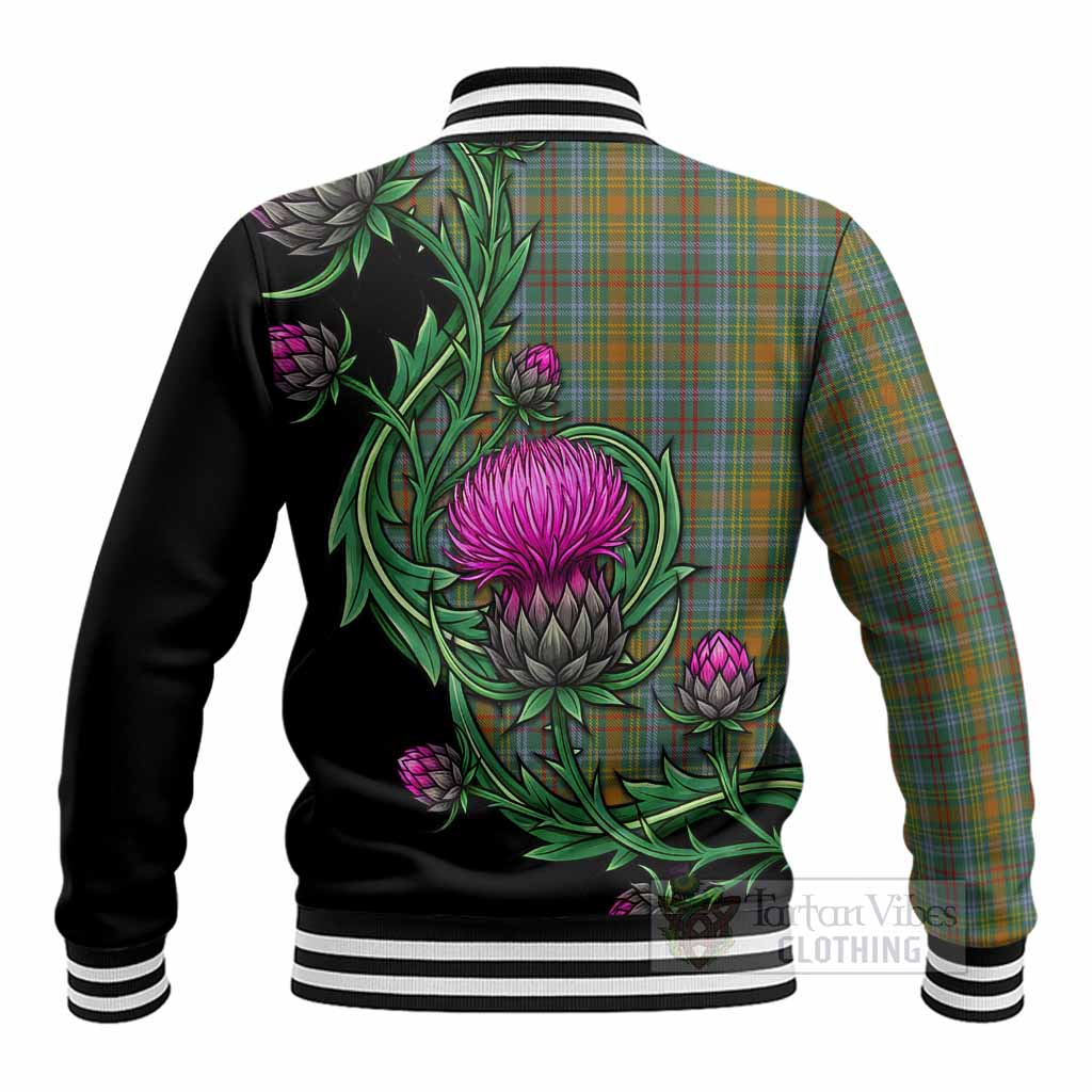 O'Brien Tartan Baseball Jacket Resilient Scottish Thistle - Tartan Vibes Clothing