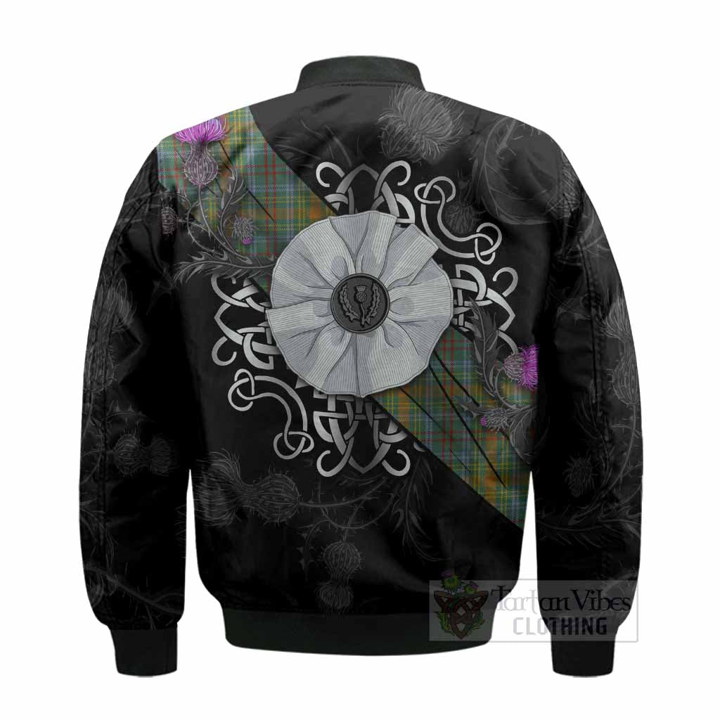 O'Brien Tartan Bomber Jacket Jacobite White Rose - Tartan Vibes Clothing