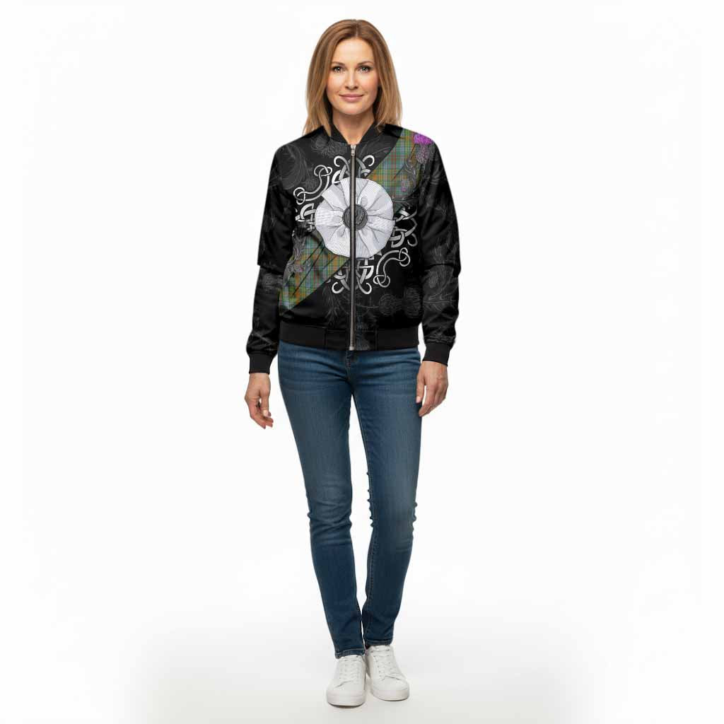 O'Brien Tartan Bomber Jacket Jacobite White Rose - Tartan Vibes Clothing