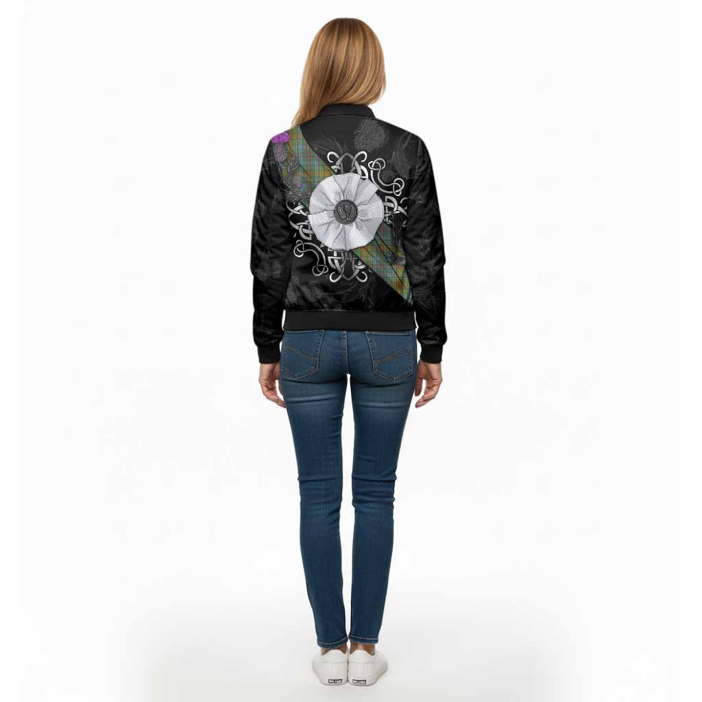 O'Brien Tartan Bomber Jacket Jacobite White Rose - Tartan Vibes Clothing