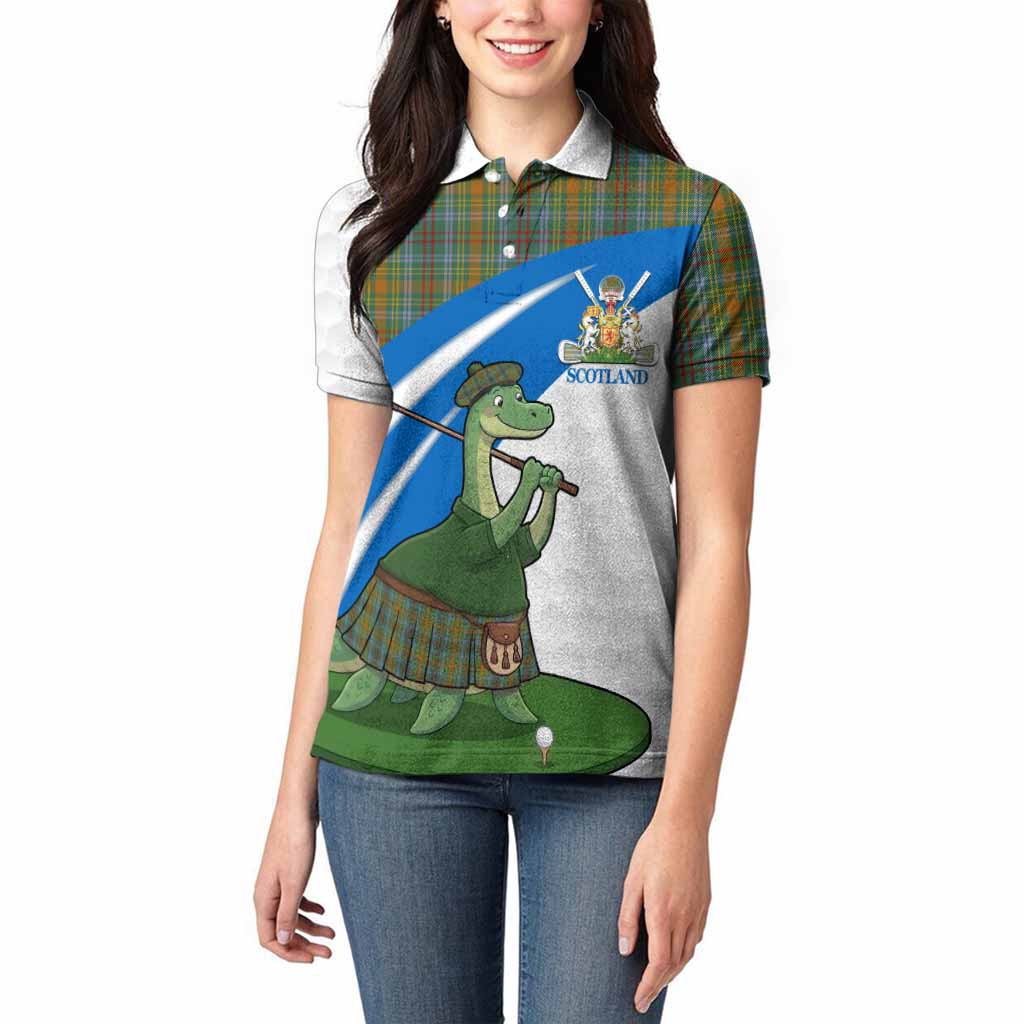 O'Brien Tartan Crest Golf Nessie Women Polo Shirt Loch Ness Monster Sporty Style