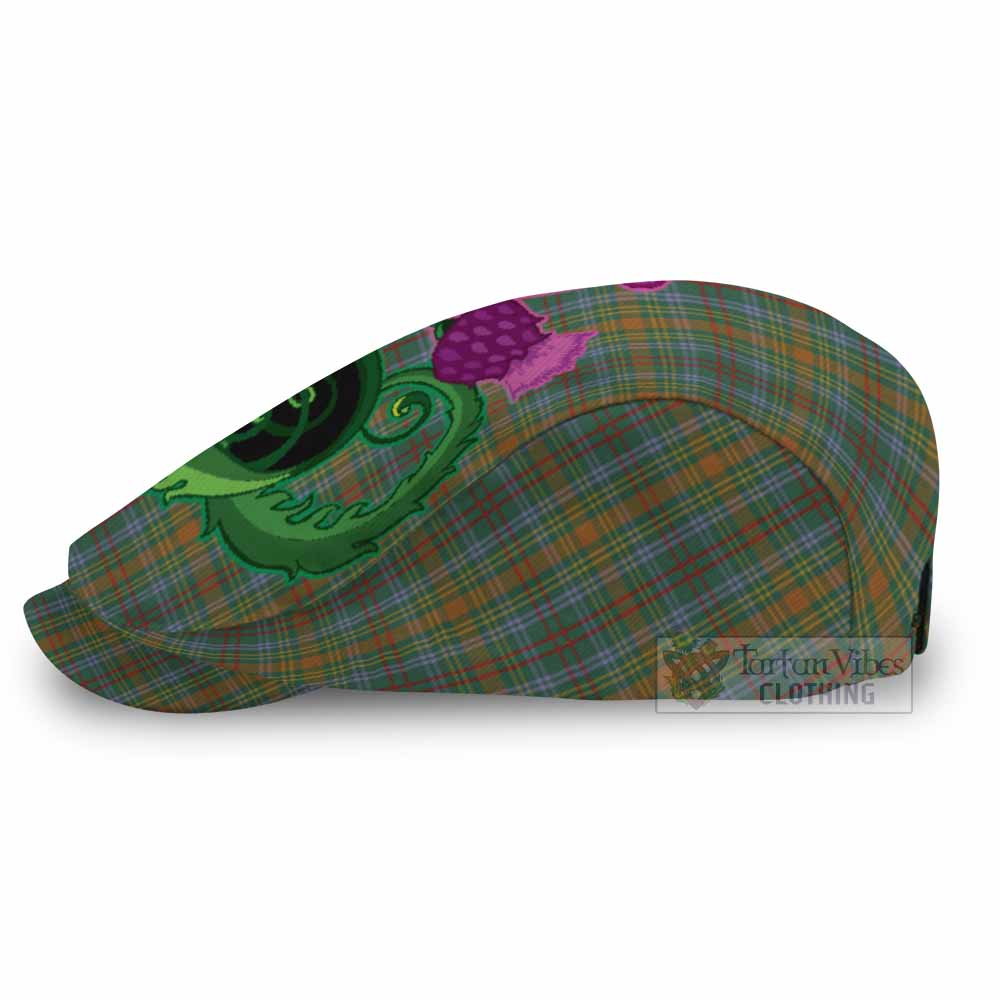 O'Brien Tartan Flat Cap, Jeff Cap Traditional Scottish Thistle